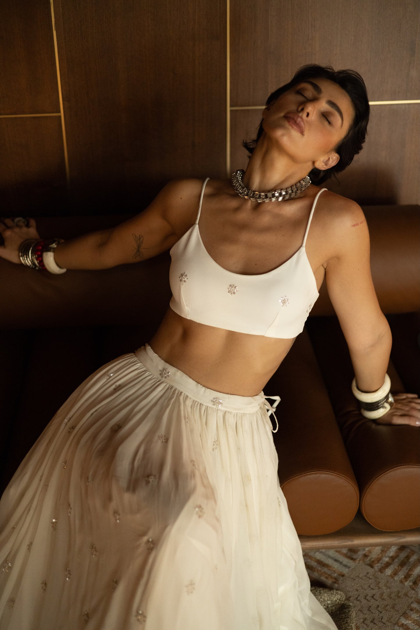 Diana Bralette - White Embroidered Bra