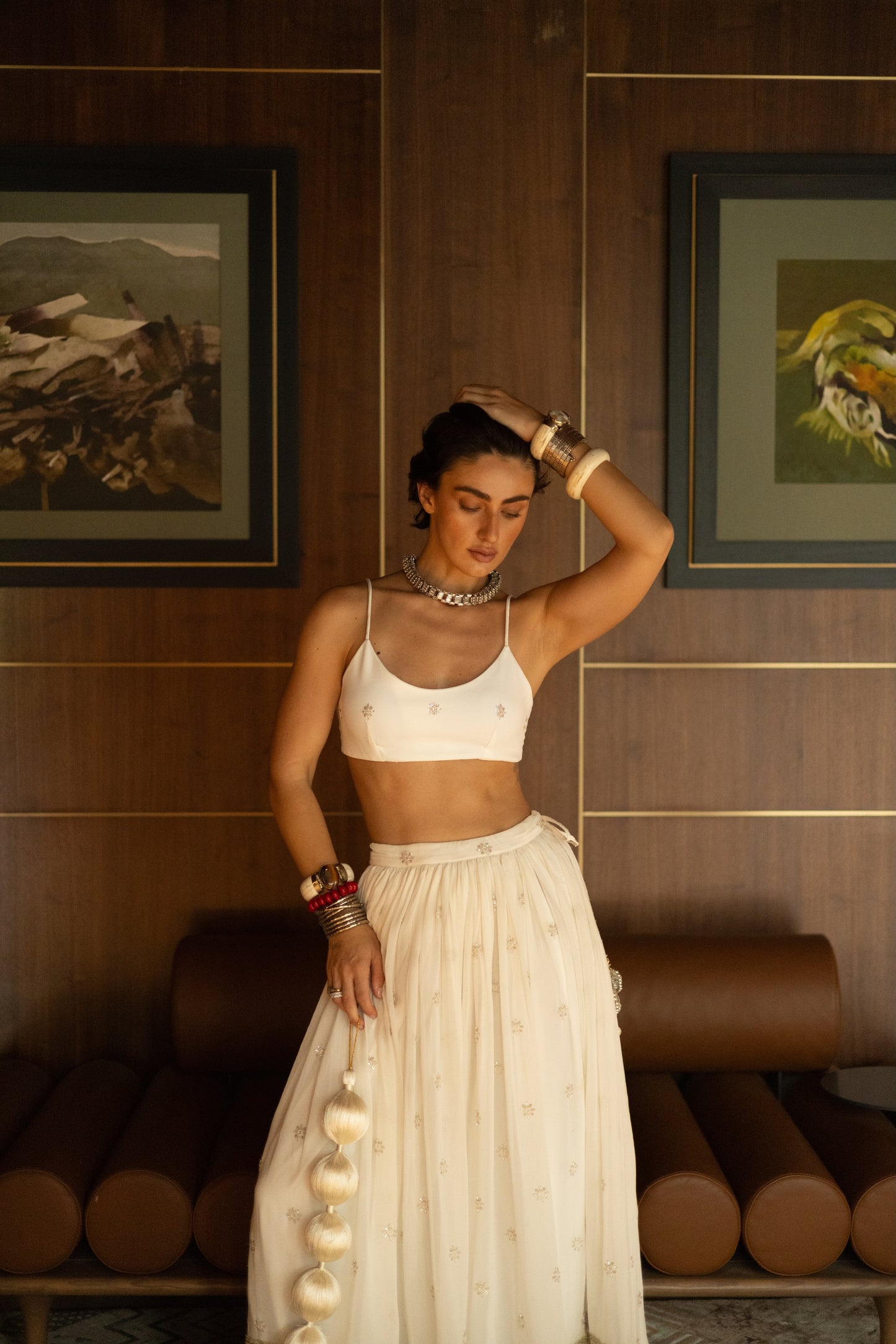Diana Bralette - White Embroidered Bra