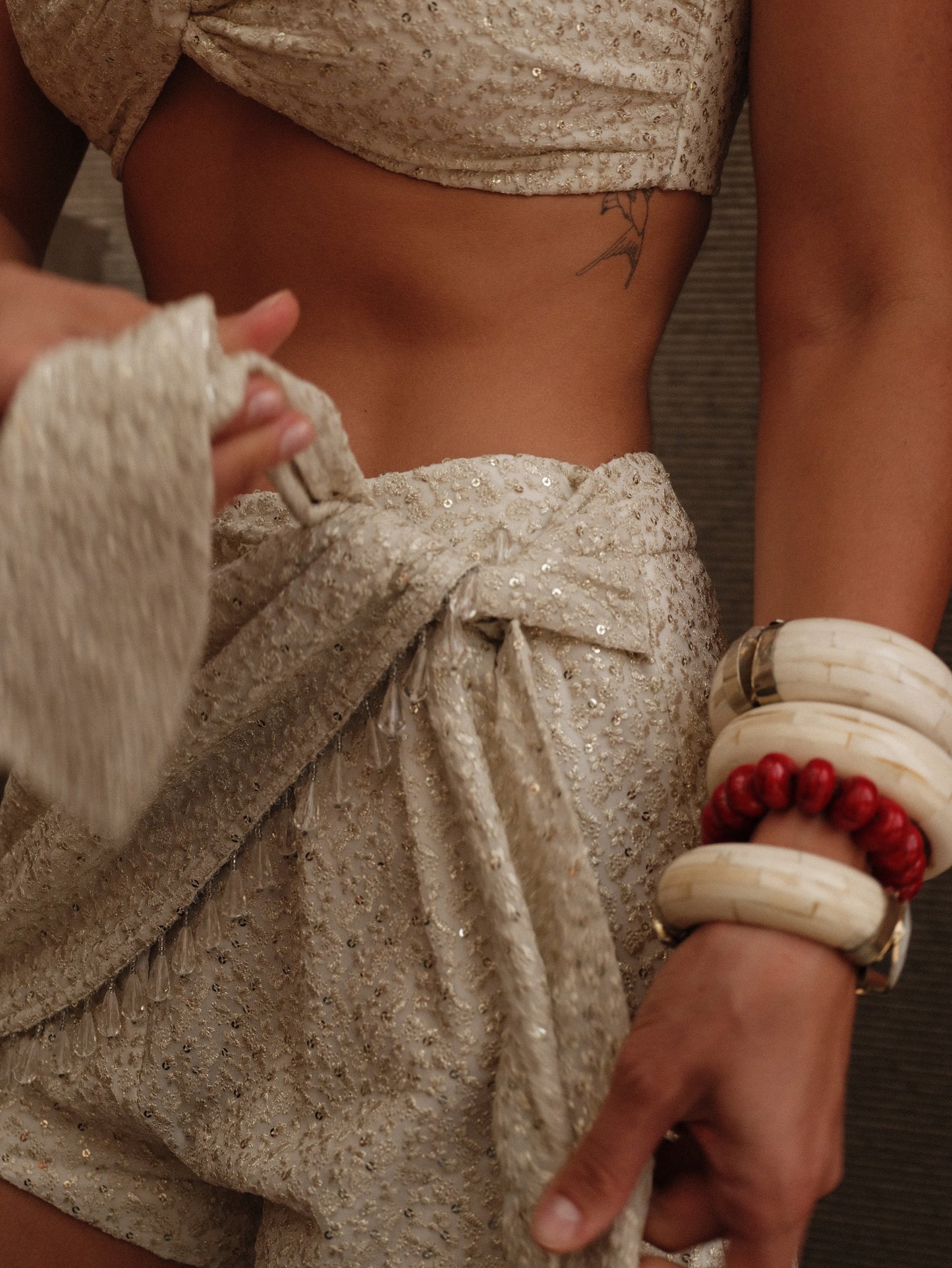 Rita Skort - Embroidered Shorts with Wrap Ties & Crystals