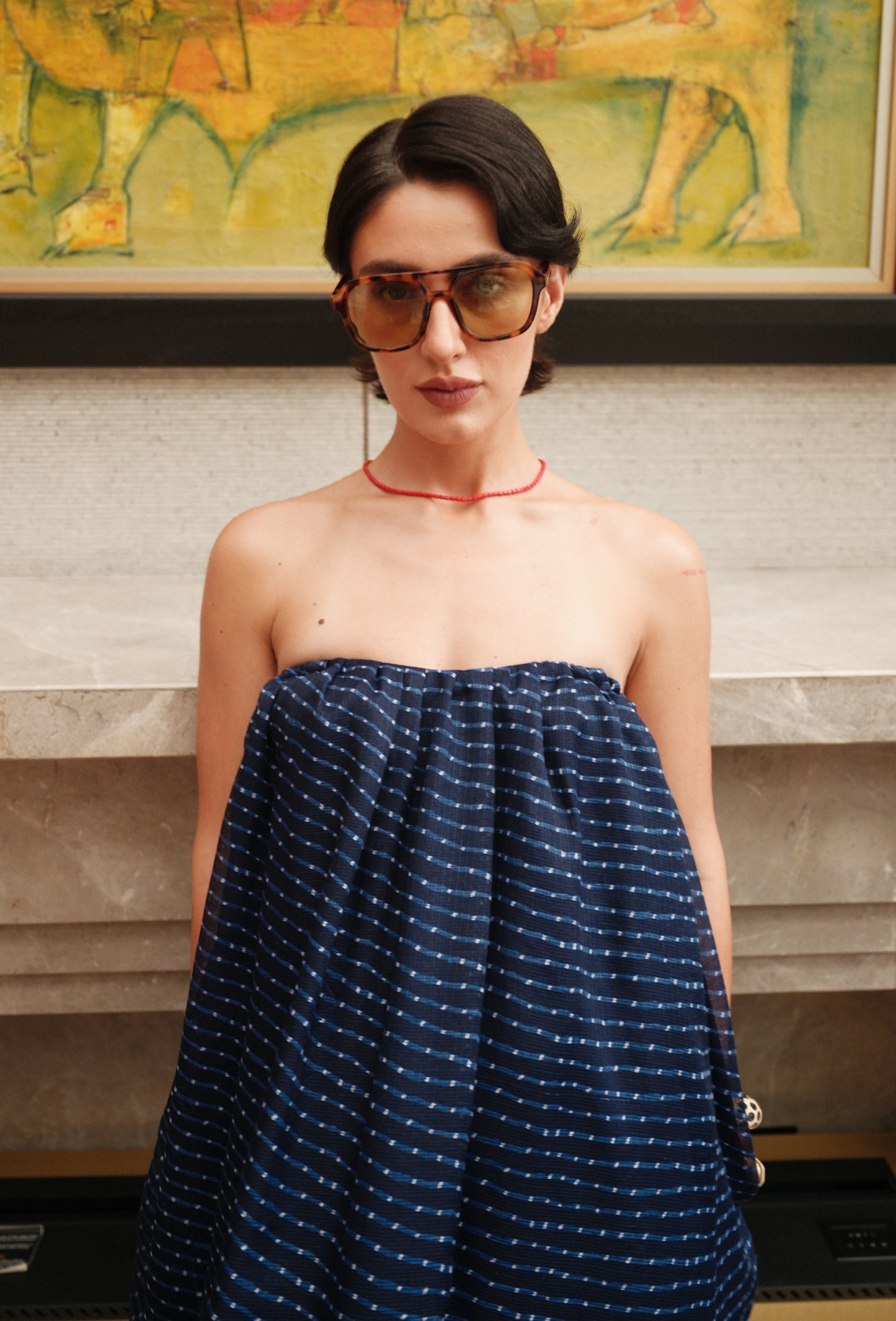 Amara - Blue Leheriya Balloon Dress