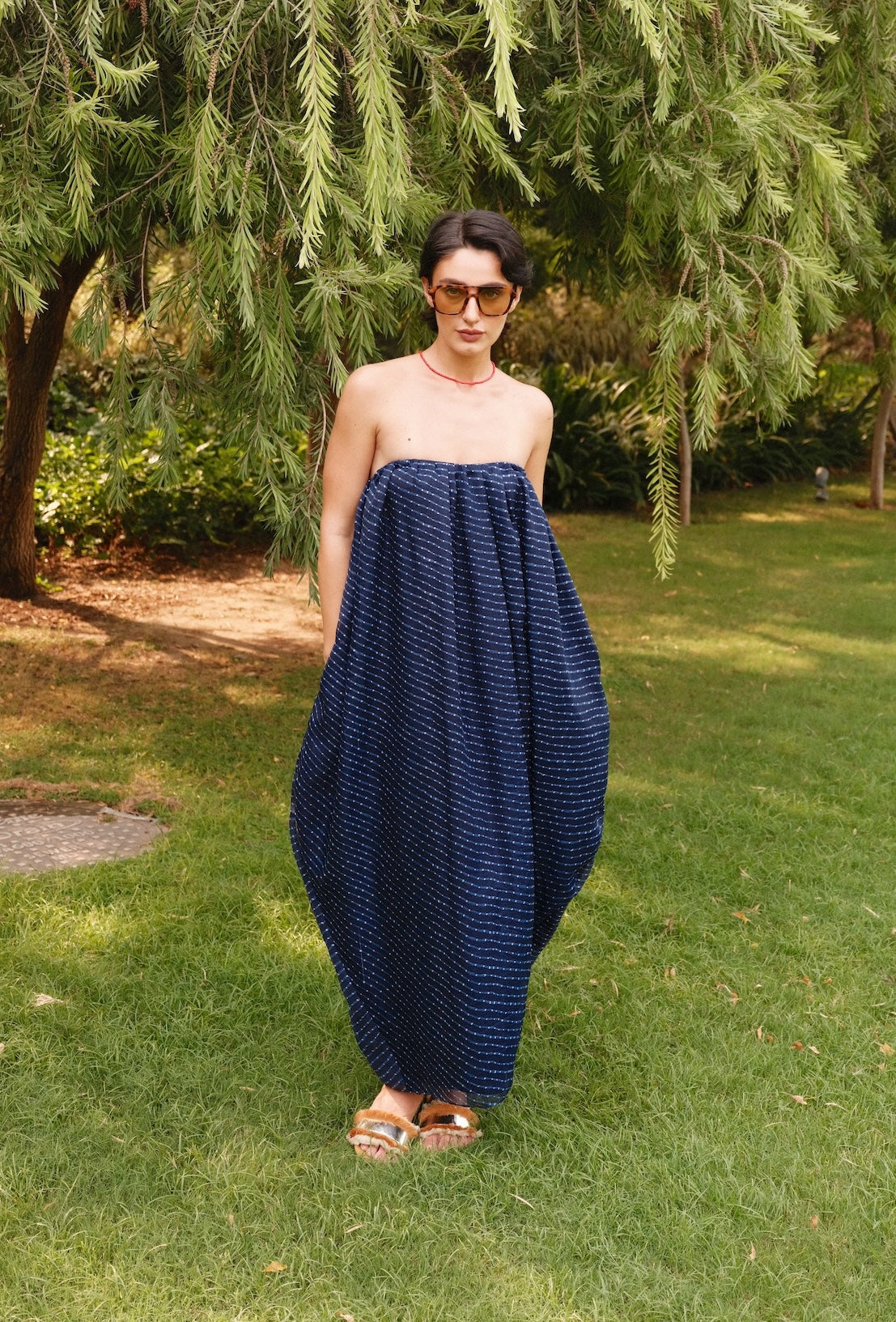 Amara - Blue Leheriya Balloon Dress