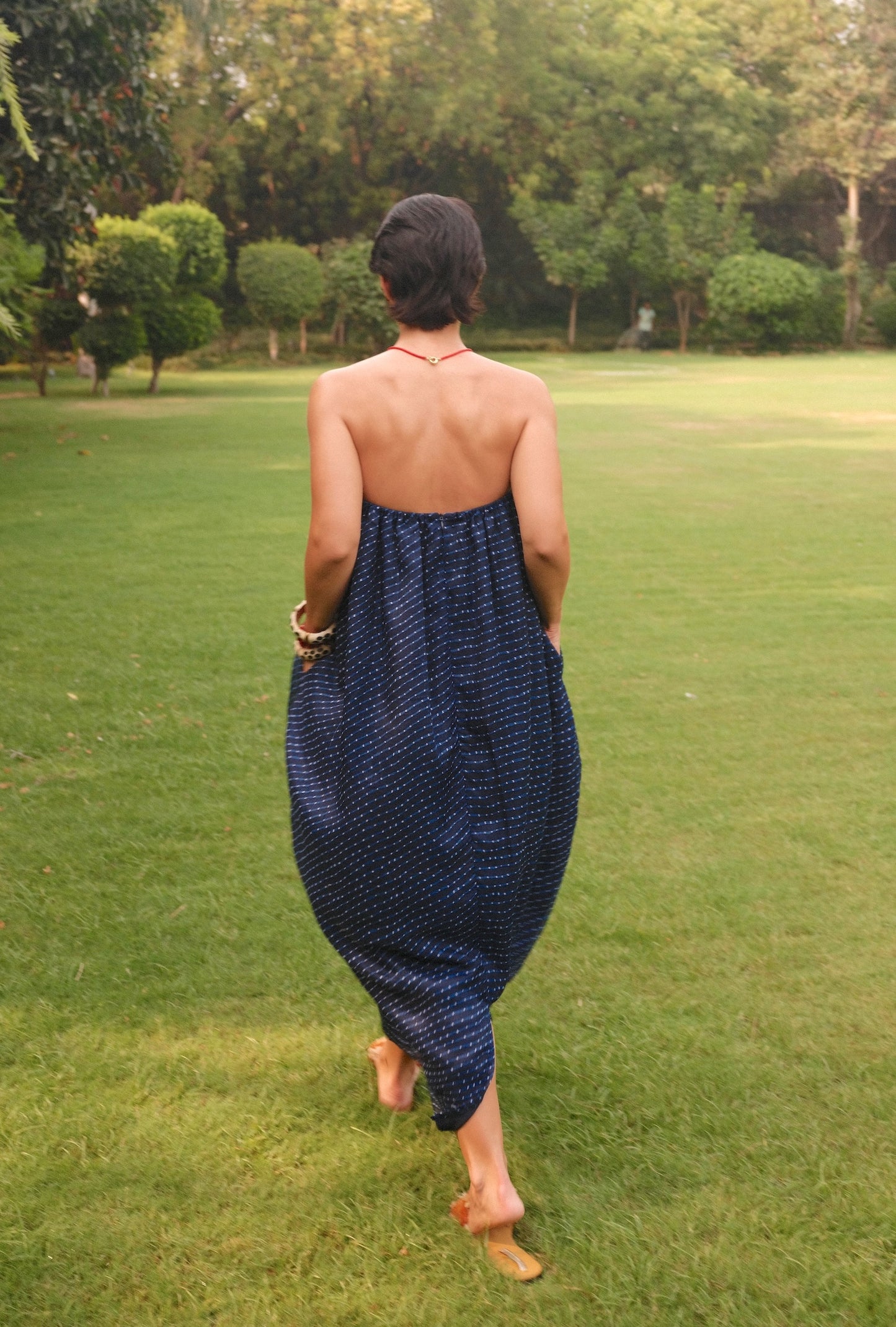Amara - Blue Leheriya Balloon Dress