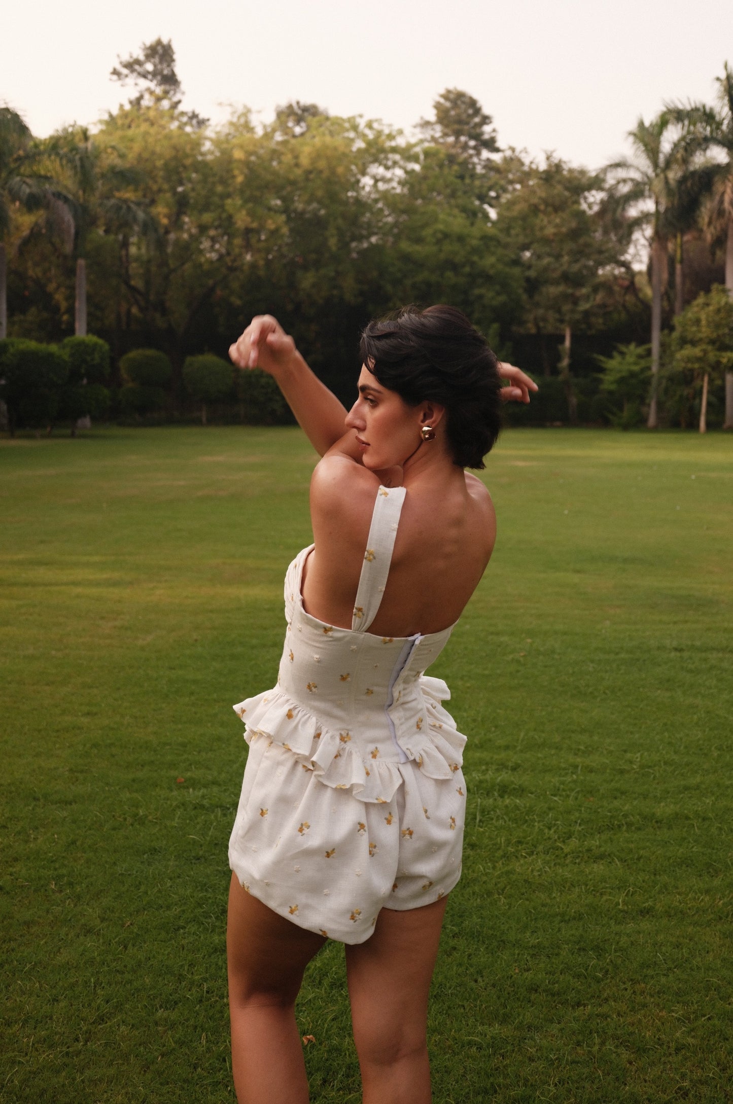 Layla Corset - Embroidered Linen with Ruffles & Gathers