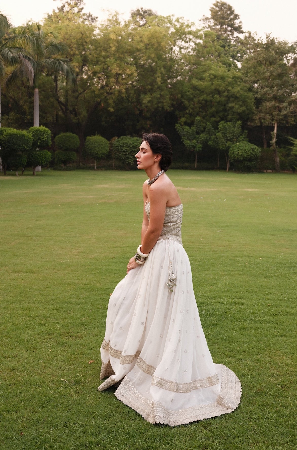 Zoya Lehenga - White Embroidered Skirt with Laces