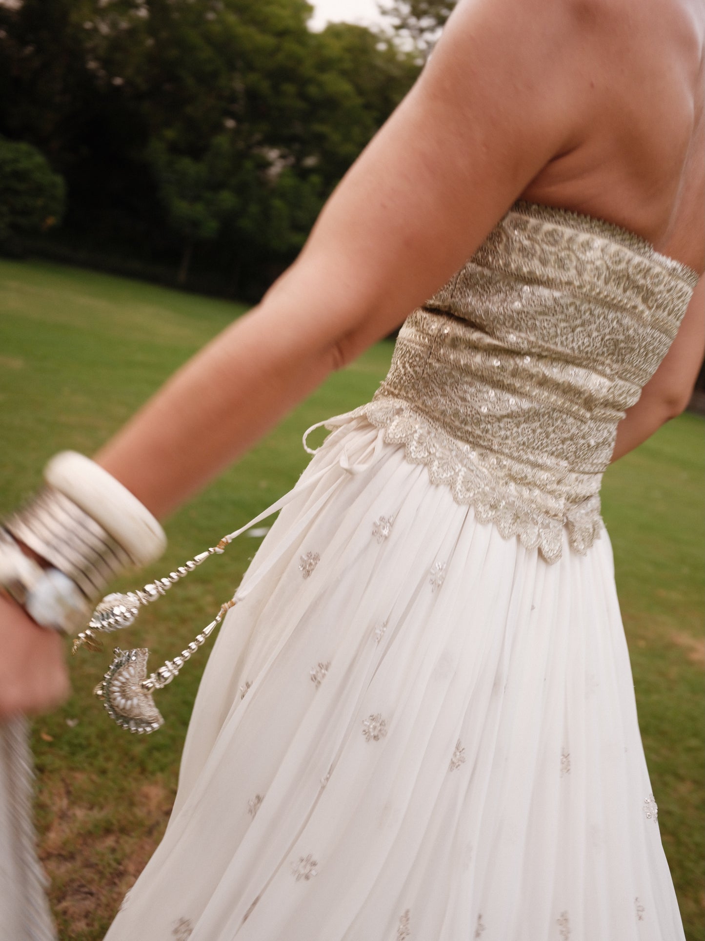 Zoya Lehenga - White Embroidered Skirt with Laces
