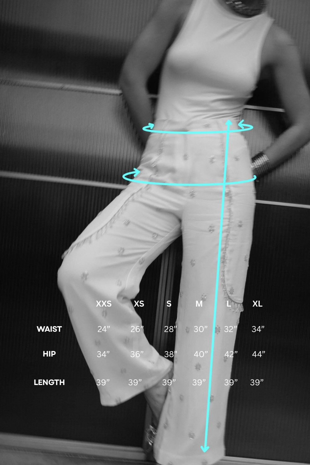 Diana Pants - White Embroidered Pants with Crystals
