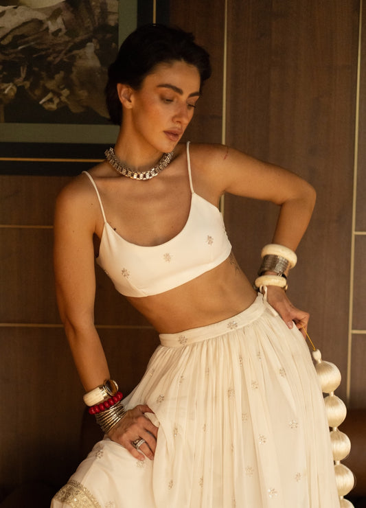 Diana Bralette - White Embroidered Bra