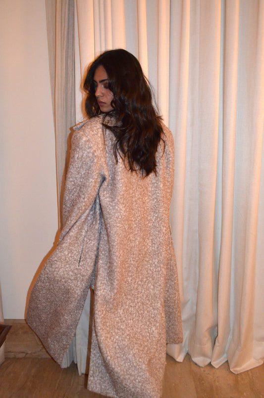 The Daphne - Extra Long Sherpa Coat with Exaggerated shoulders