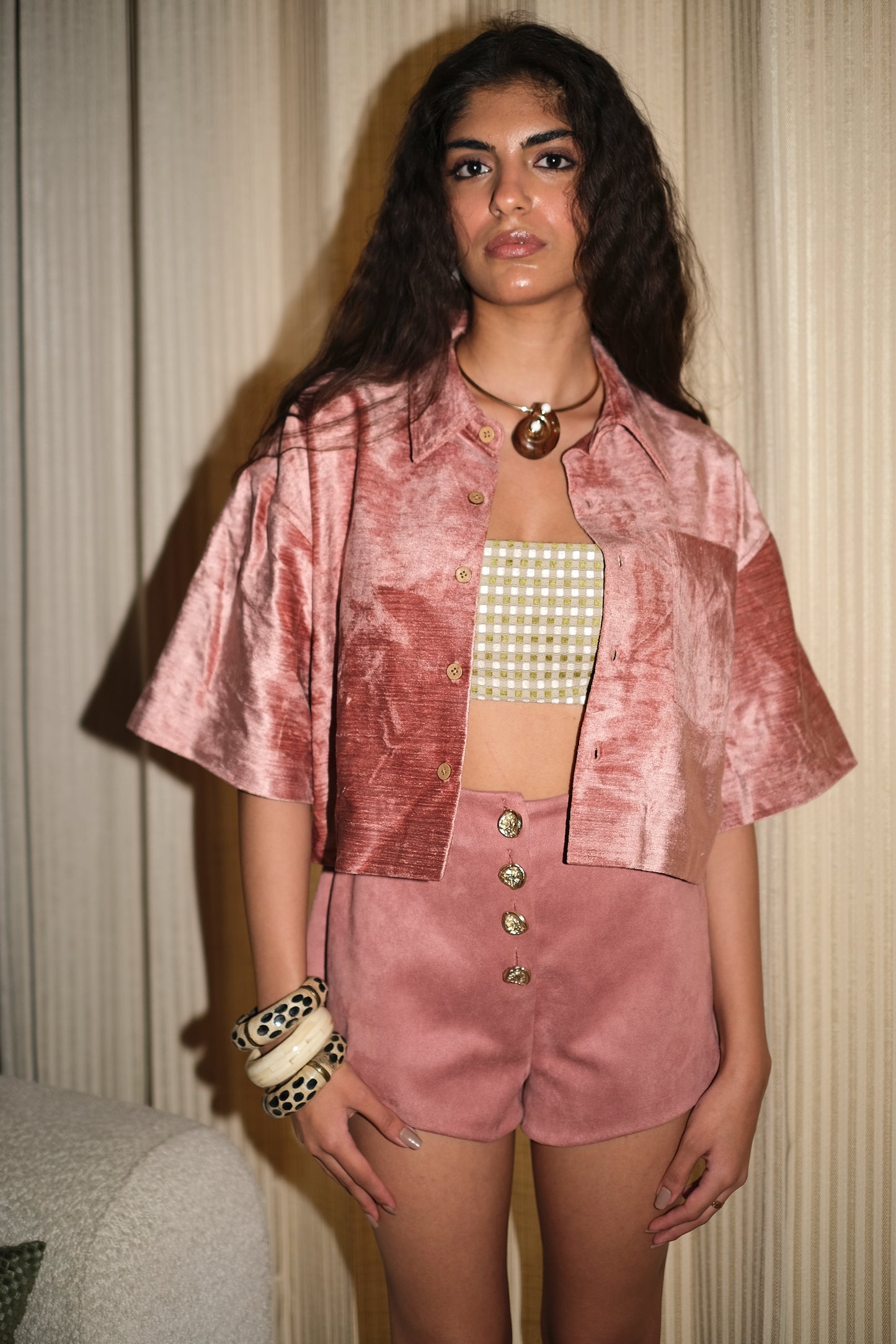 The Rose Cropped Velvet Shirt