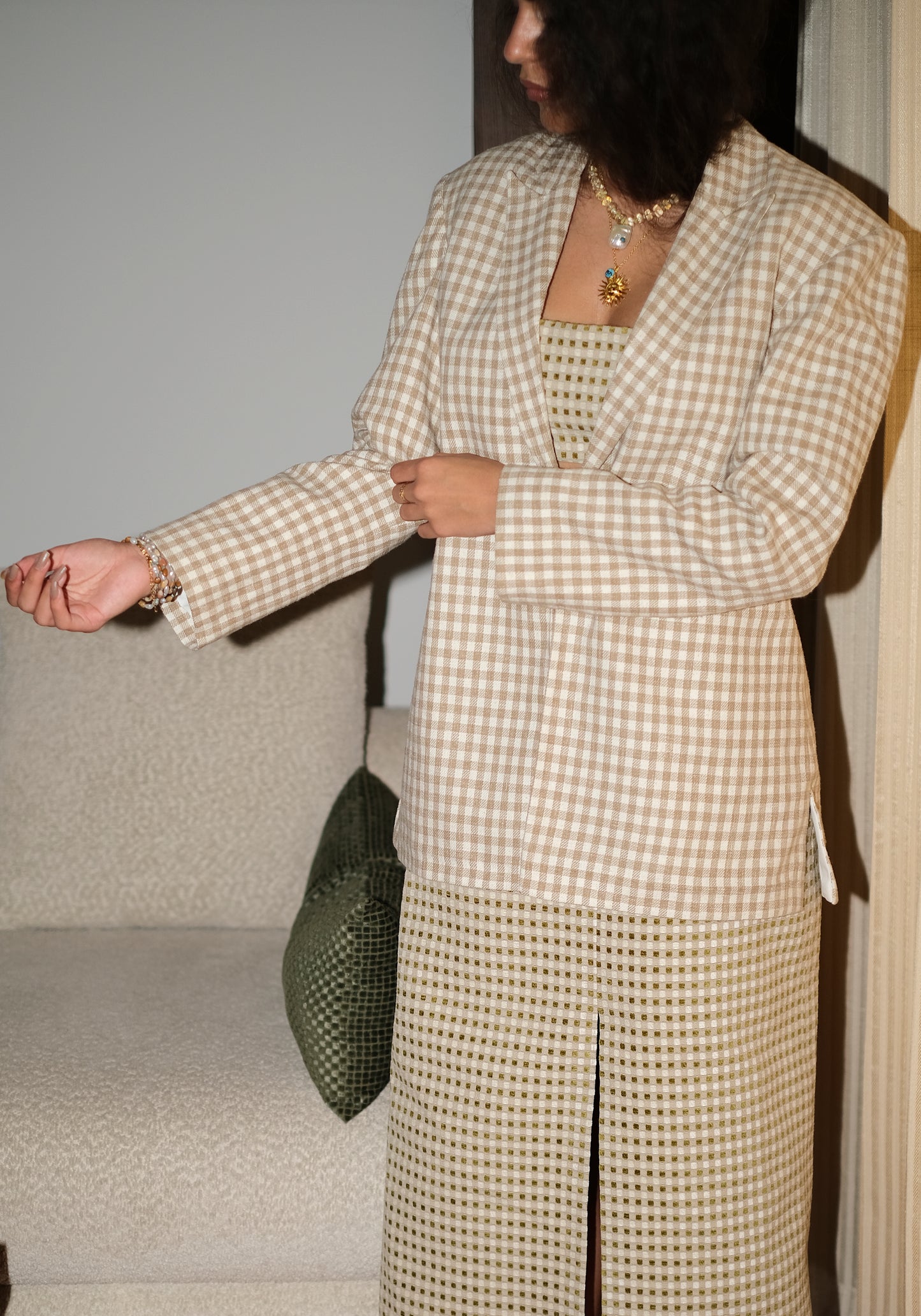 The Blair Light Oversized Checkered Blazer