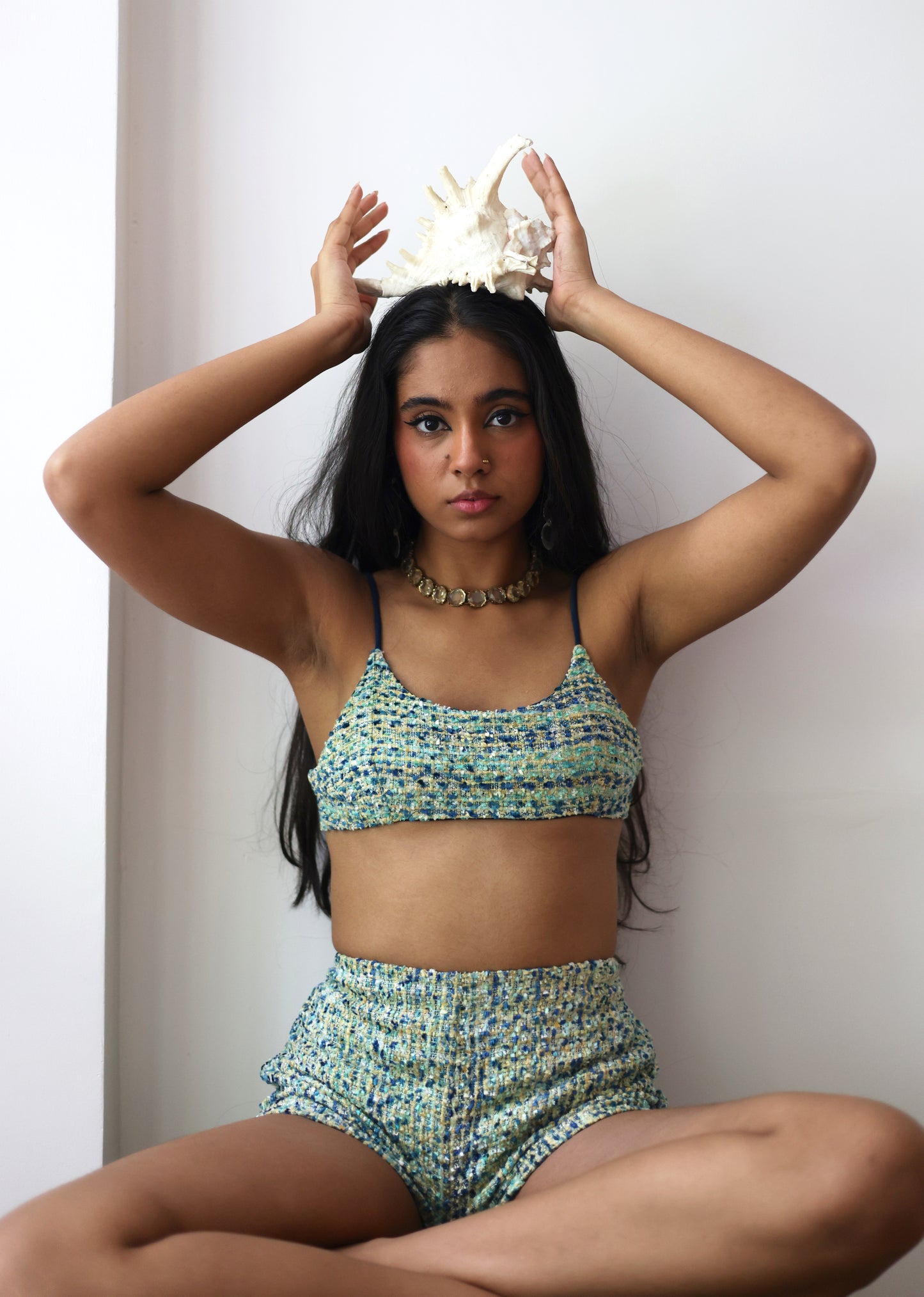 The Emily Set - Tweed bralette and shorts set