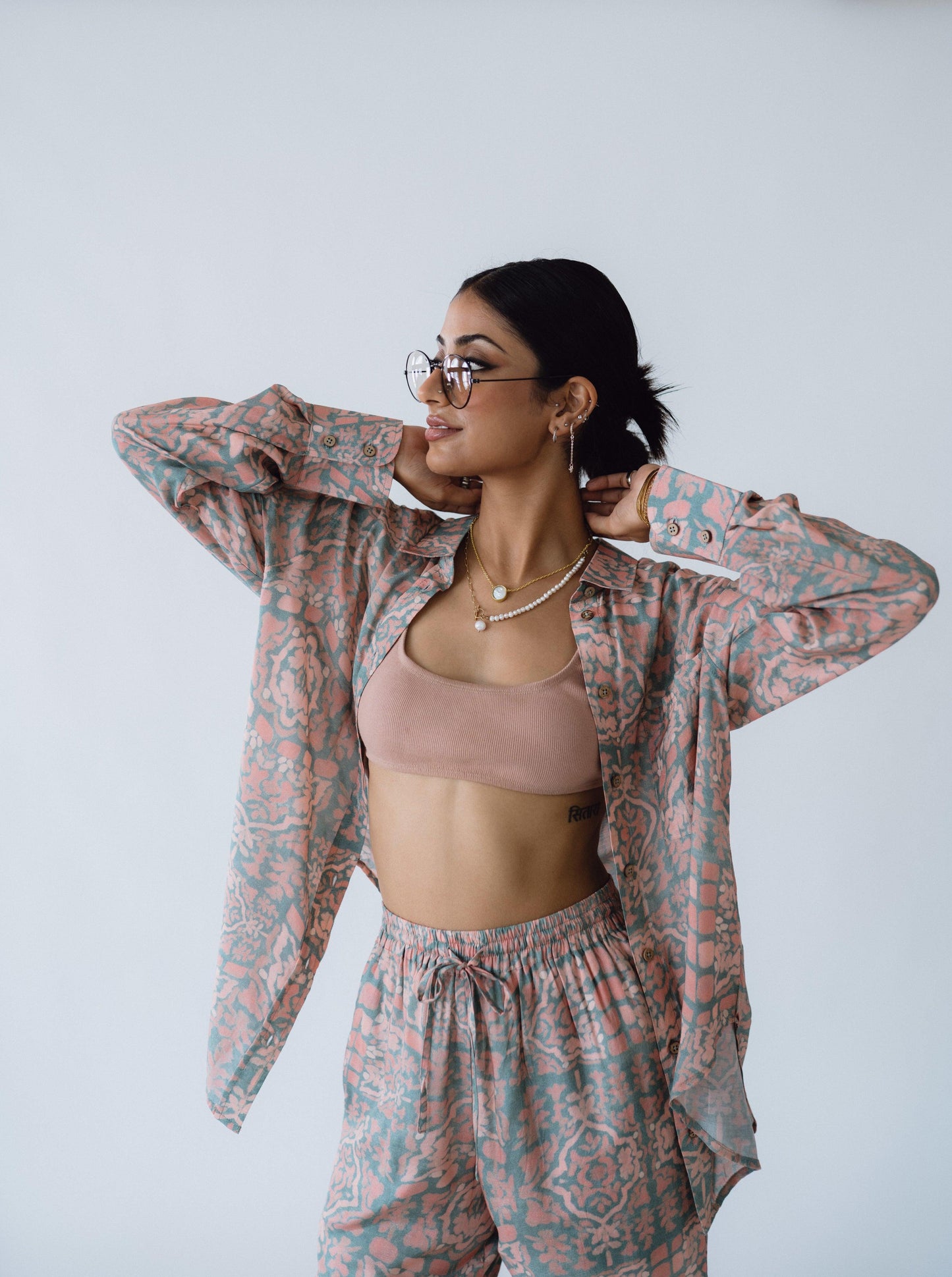 Oversized Printed Shirt - Full Sleeve - Hëne